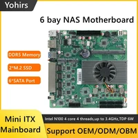 Intel N100 Mini ITX Mainboard 6-Bay NAS Motherboard 6xSATA3.0 4xi226 Lan 1xPCIE 1xDDR5 2.5G 2xUSD3.0 HD DP Firewall Soft Router 1