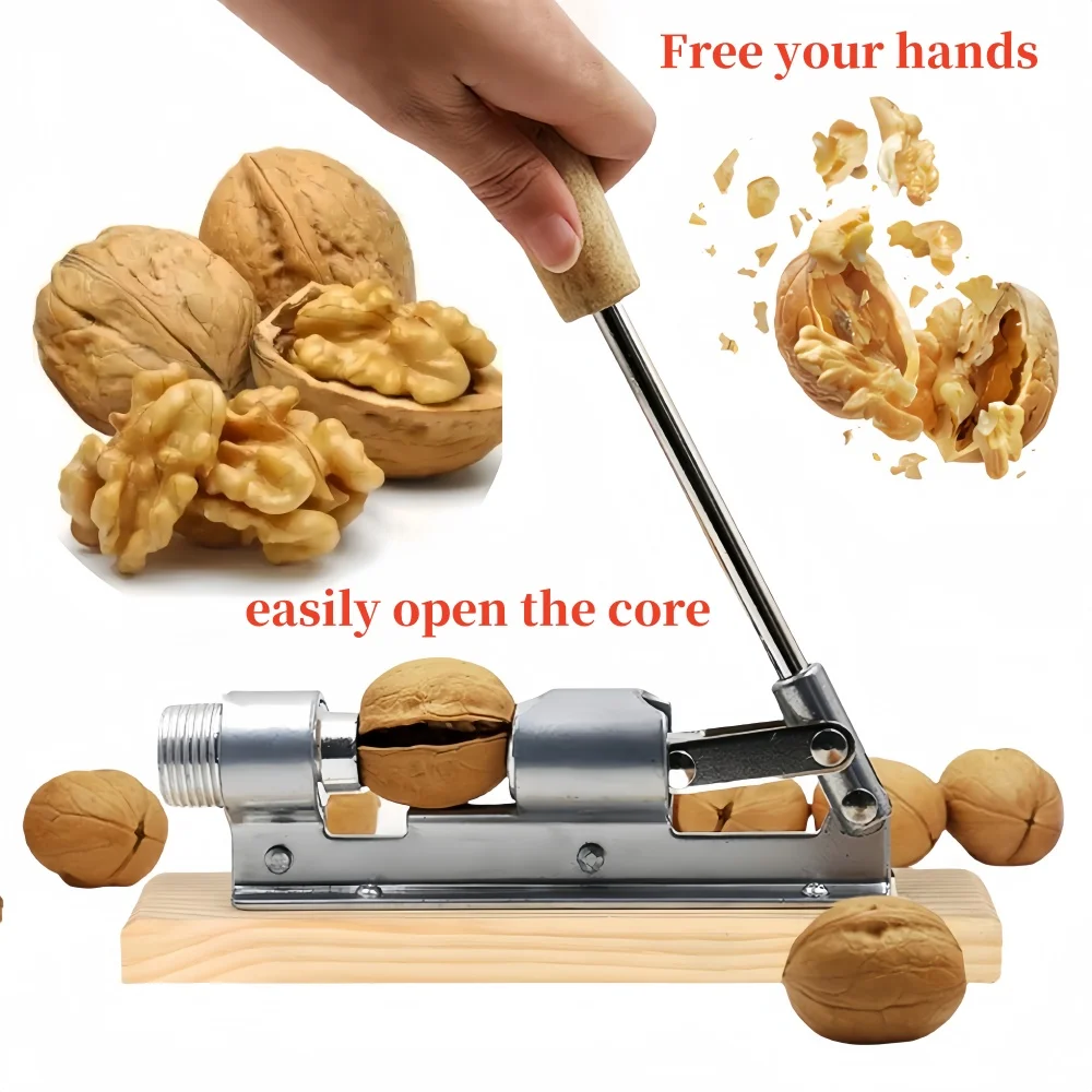 Almond Splitter Mechanical Nut Cracker Tool Efficient Nut Peeler Shell Walnuts Hazelnuts Adjustable Size Remover Mountain Clamp