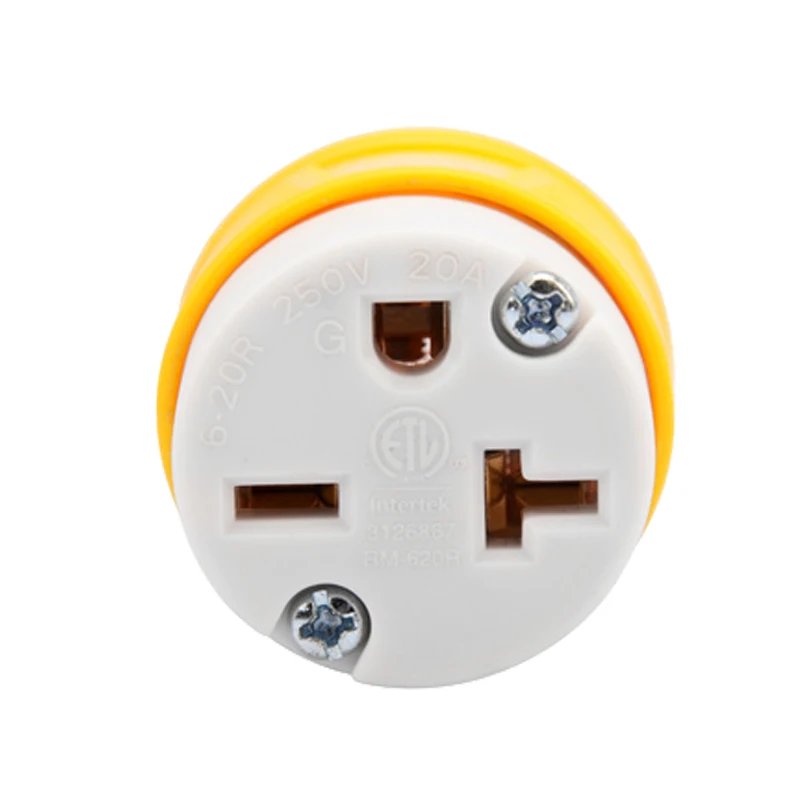 Yellow American NEMA 6-20R assembled female industrial 20A/250V equipment direct wiring socket ETL certification electrical socket