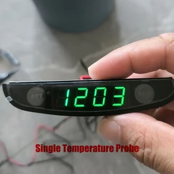 Multi - Color LED Display Car Dashboard Thermometer and Clock with Dual Temperature Sensors (Green - Inverted - 1)