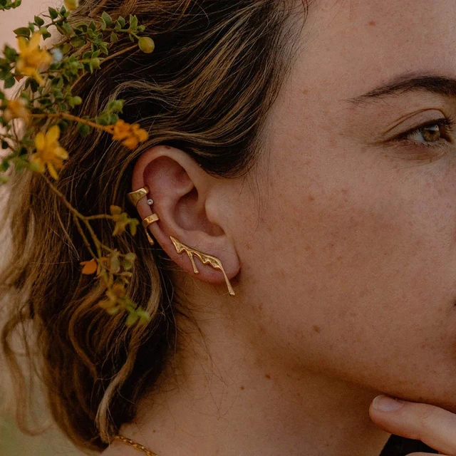 Ins-Boucles d'Oreilles Irrégulières Plaquées Or 18K pour Femme, Piercing Goutte d'Eau, Long Grimpeur, Cartilage, Nouveauté, Cadeaux