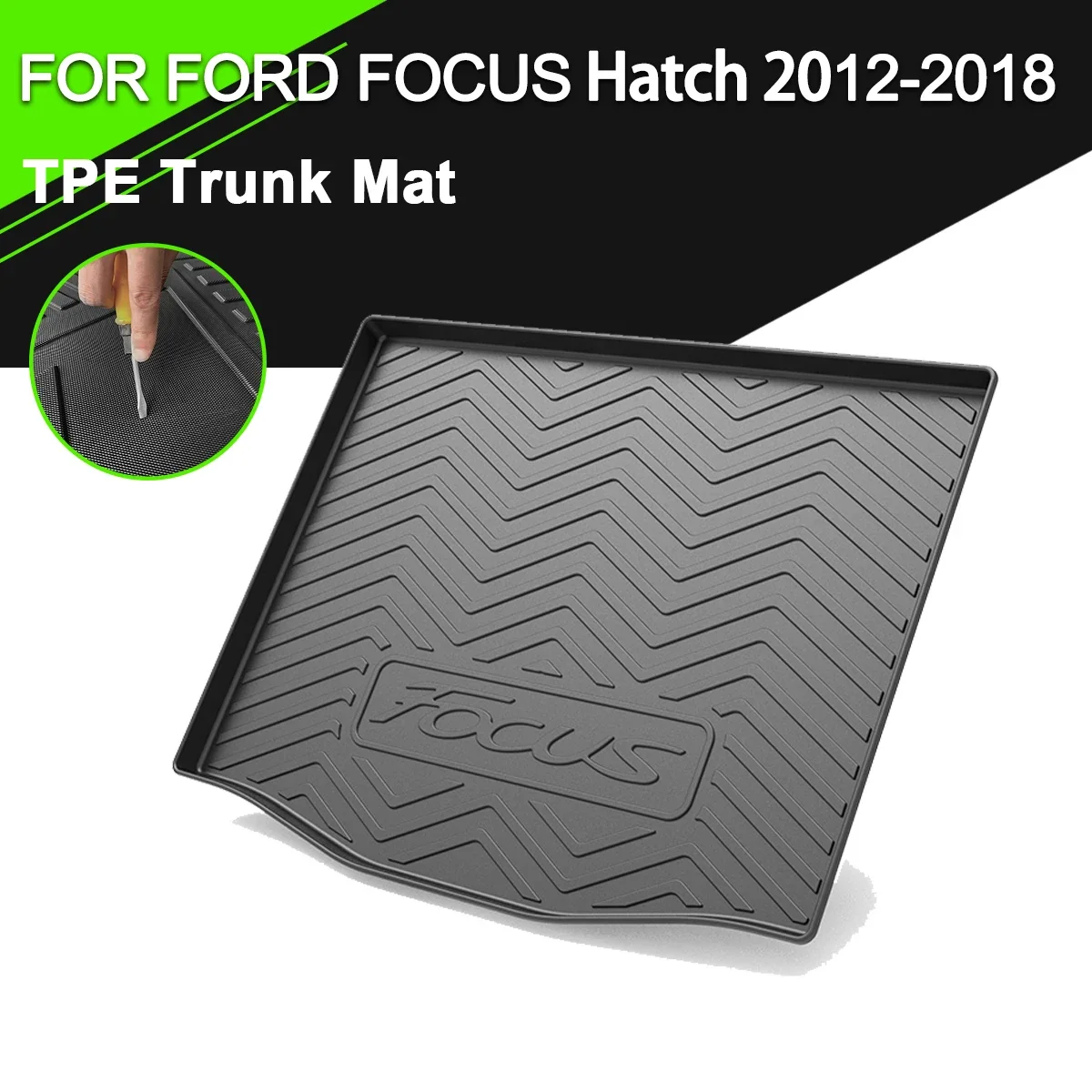 

Trunk Mat TPE FOR FORD FOCUS Hatch 2012-2018 Car Waterproof Non-Slip Rubber Cargo Liner Accessories