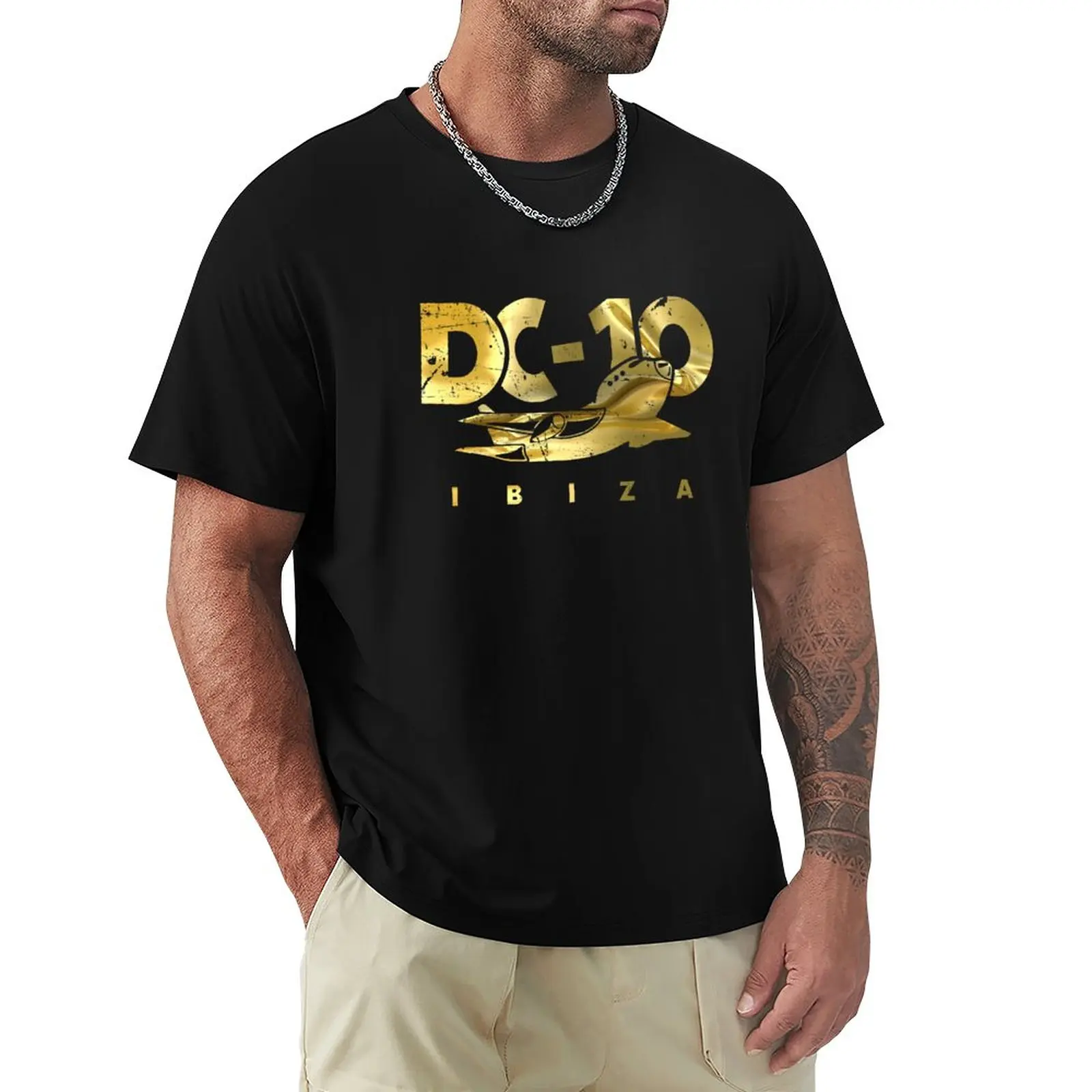 Dc10 Bar Club Ibiza: Modello Nero Vintage Gold Club Legend By La French Touch T-Shirt Plain T-Shirt Uomo