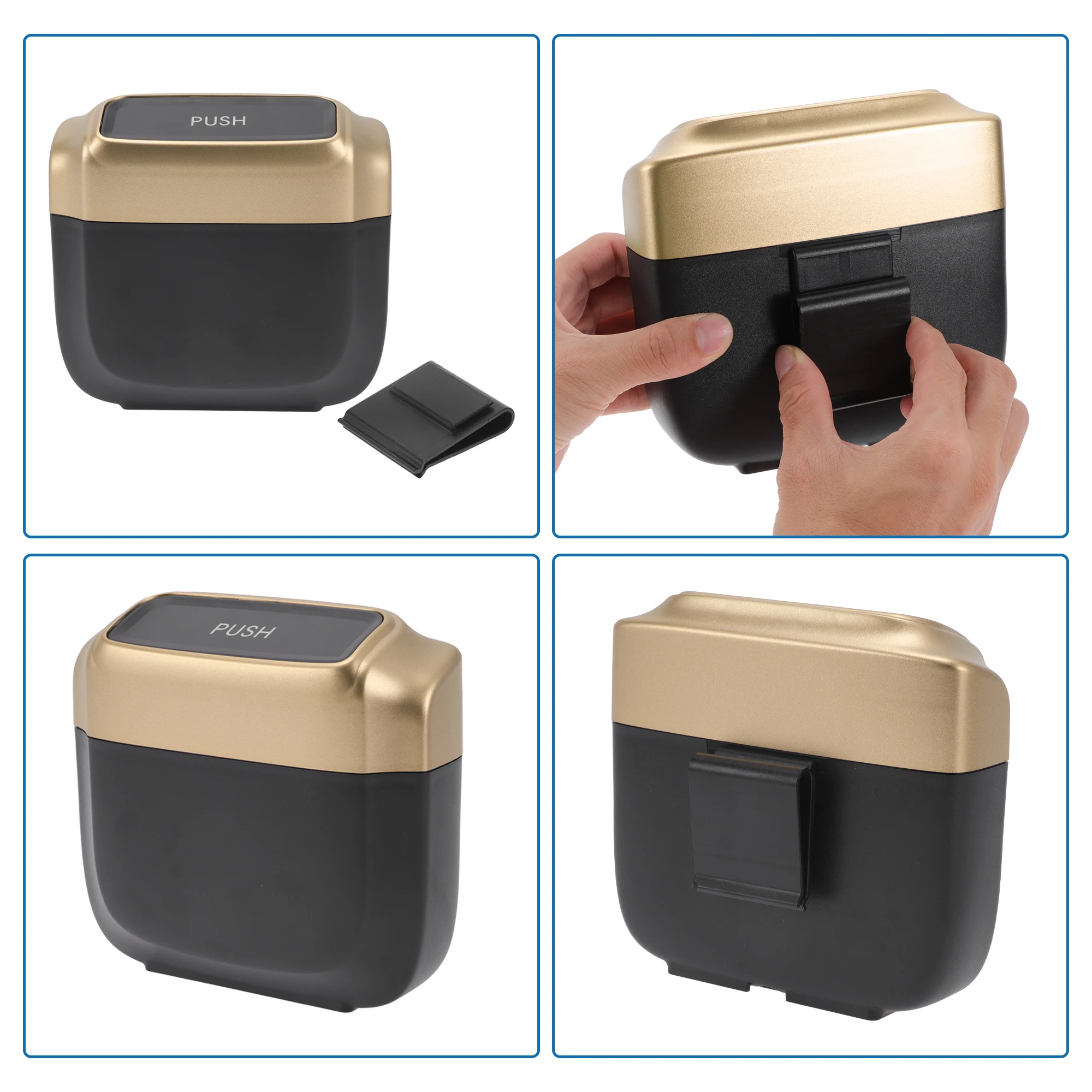 UXCELL Car Trash Can Hanging Car Door Plastic Square Pressing Type Trash Bin Vehicle Garbage Storage Box With Lid 1 Set