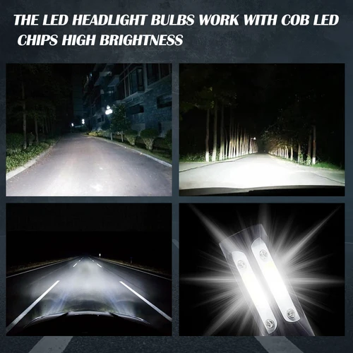 360 도 12V H7 H8 H9 H11 Led 헤드 라이트, 9005 HB3 9006 HB4 6000K 흰색 자동 안개등 COB LED 자동차 헤드 라이트, 2 개 3
