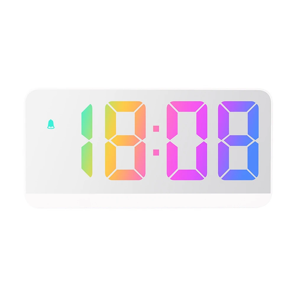 

Digital Alarm Clock Voice Control Teperature Date Snooze Night Mode Table Clock 12/24H Function At Night LED Clock,White