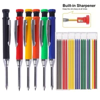 6 Colors Refill Solid Carpenter Pencil Mechanical Pencil With Sharpener for Woodworking Construction Marking Scribing Tools 1