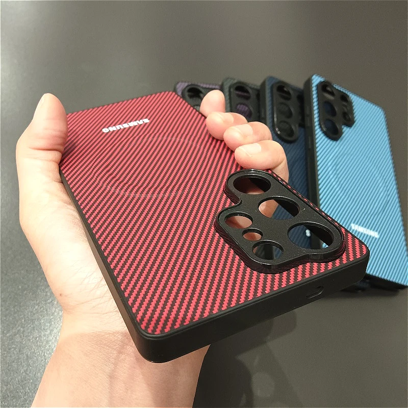 Carbon Fiber Magnetic Matte Bumper Case with Wireless Charging Compatibility