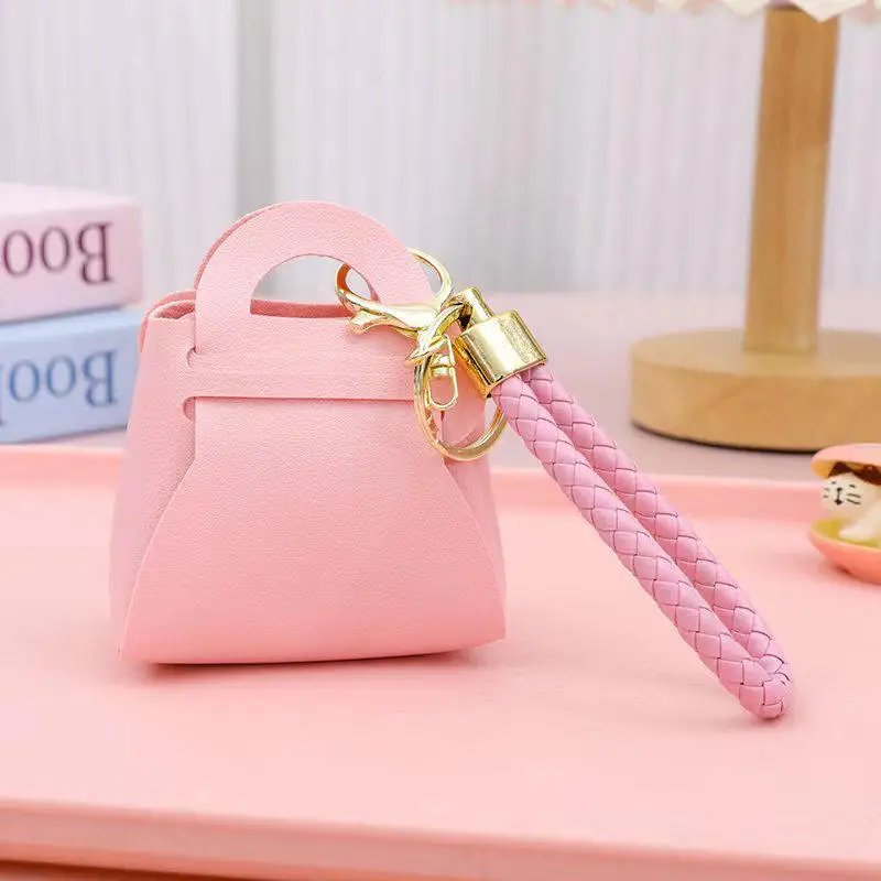 Fashionable Key Bag Wallet Clutch Coin Purse Wallet Solid Color Korean Style Mini Storage Pouch Bag Pendant With Zipper PU