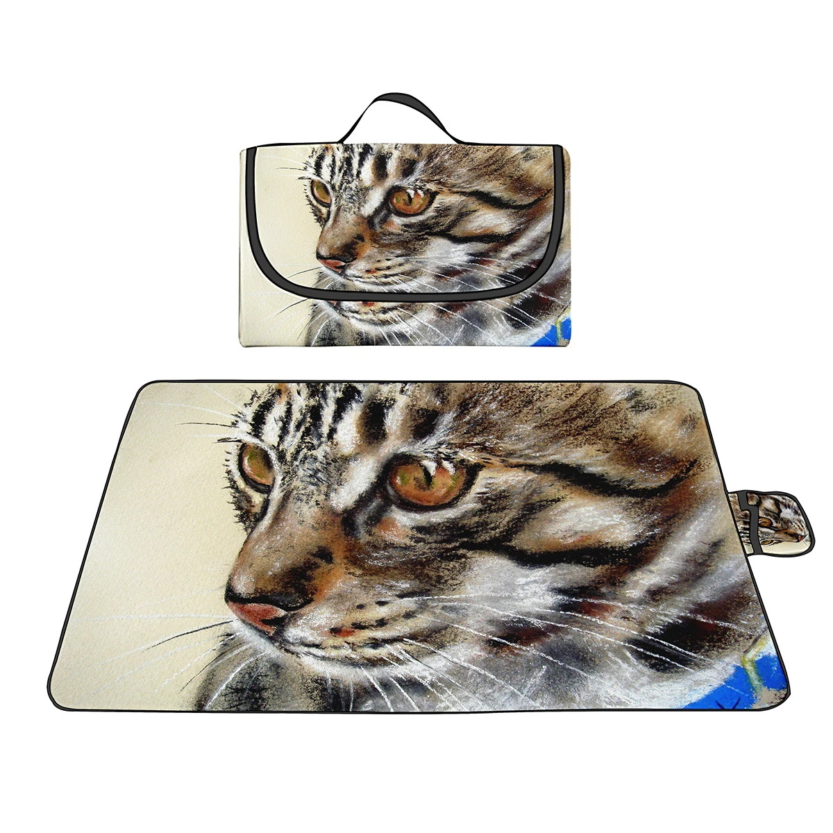 

Picnic Blanket,Sandproof Beach Mat & Outdoor Waterproof Oxford Picnic Mat for Camping on Grass,Park,Travelling(Oil Painting Cat)