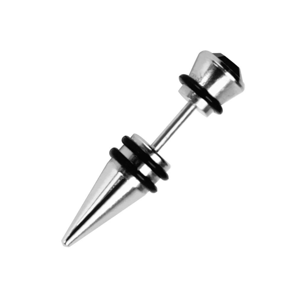 1pc Mens Stainless Steel Ear Stud Earring Agate Gift Jewelry