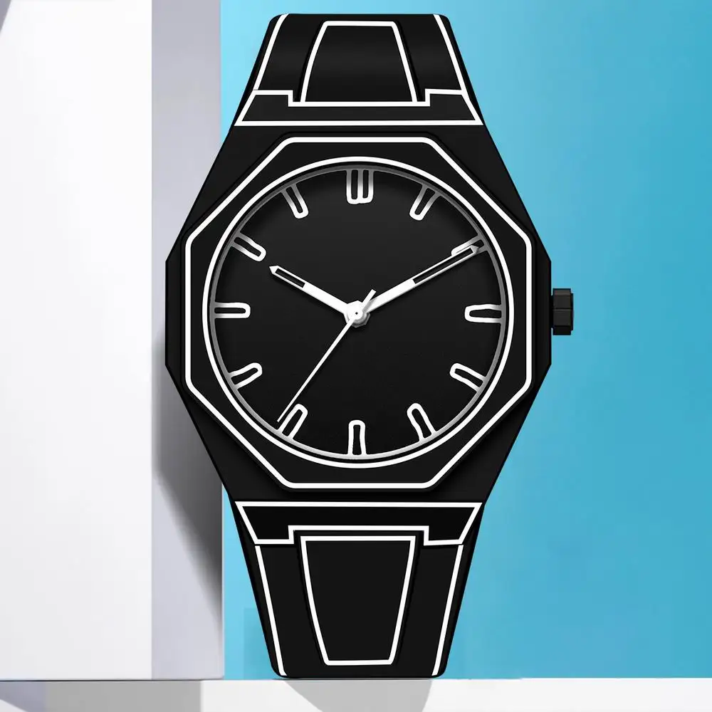 Modern 3D Sketch Art Fashion Leisure Quartz Movement Watch Creative Design Lightweight Waterproof Watch 5