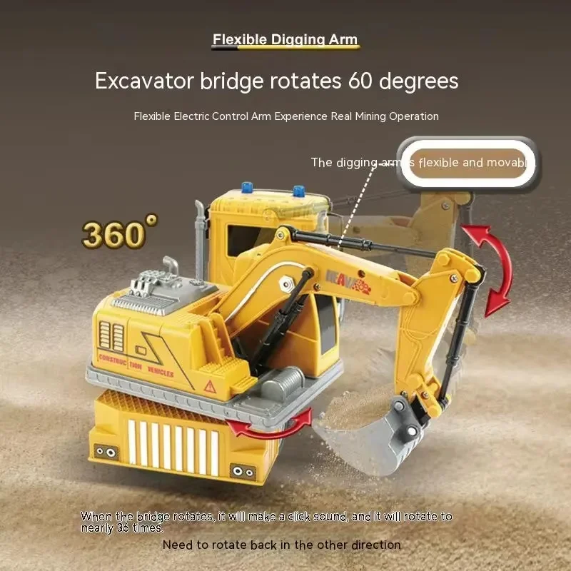 1:24 Remote Control Excavator Children's Simulation Model Engineering Car  Toy Crane Mixer Truck Excavator New In Christmas Gift 2