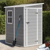 5' x 4' Resin Weather Resistant Outdoor Storage Shed with Floor for Garden,Backyard,Pool Tool, Light Grey 3