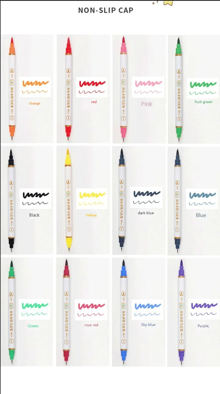 12 farben Aquarell Kunst Marker Pinsel Stift Dual Tip Fineliner Zeichnung für Kalligraphie Malerei Zeichnung Manga Buch Liefert – Detail 12