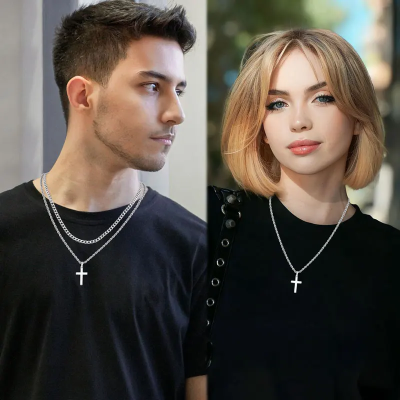 Sterling Cross Double Layered Necklace 5