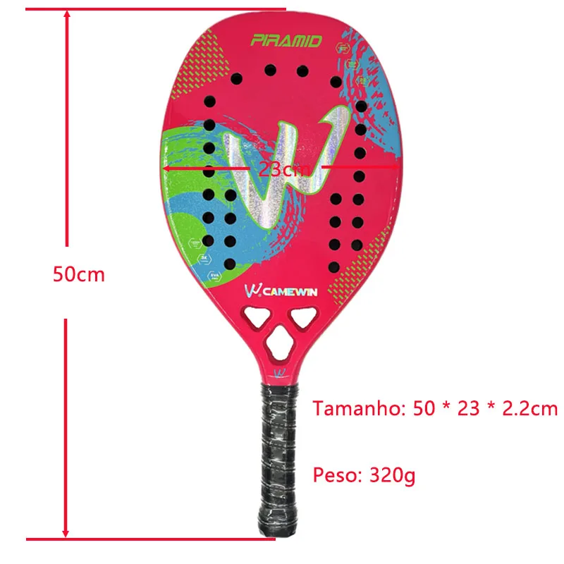 3k Camewin-Full Carbon Fiber Beach Tennis Racket Rough Surface Cover Bag Send Overglue Gift Present