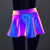 Holographic Women Mini Skirt Reflective Streetwear Nightclub Festival Rave Party Female Short Pleated Skirts Falda Mujer 2