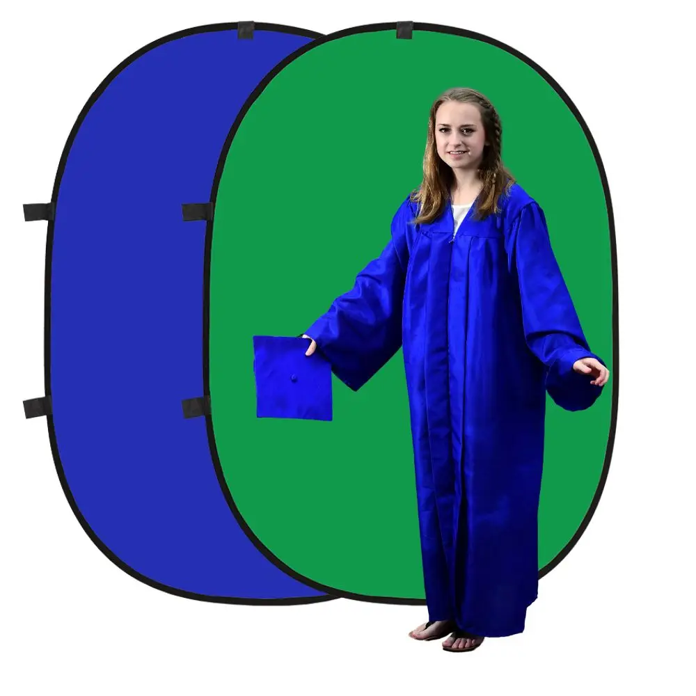 Photography studio background, live broadcast, foldable, double-sided background, green fabric, blue screen, artistic graduation p...