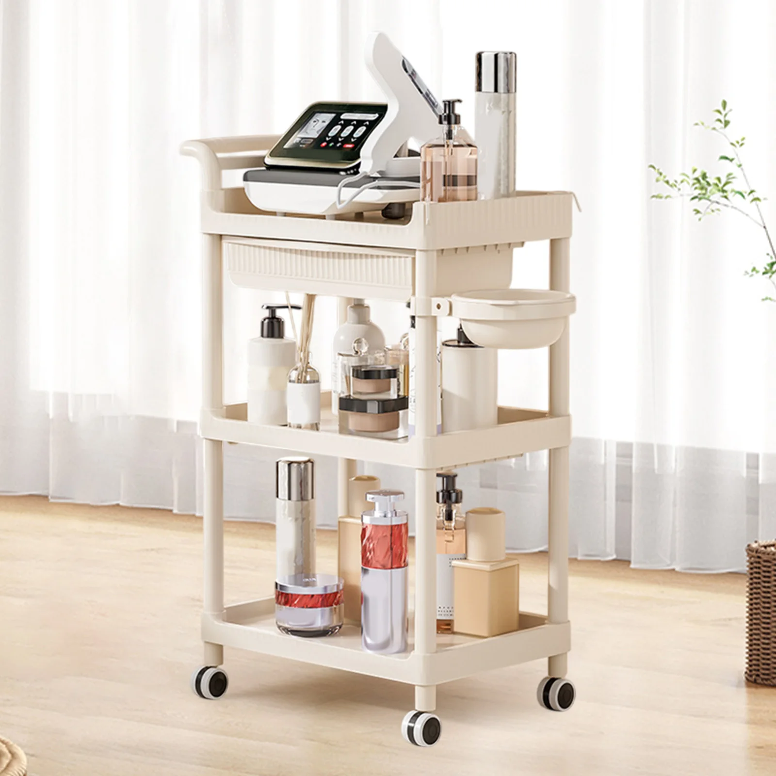 3 Tier Trolley Beauty Salon Special Skin Management Hand Push Rack Care Instrument Tool Trolley Finishing Rack Dorm Kitchen