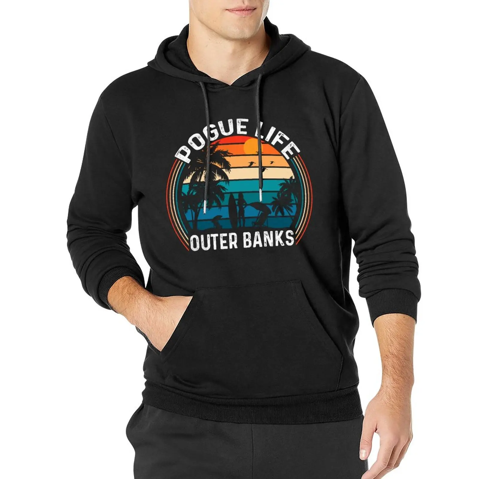 

Retro Pogue Life Outer Banks Essentials Hoodies Winter Beach Palm Tree Streetwear Hooded Shirt Unisex Oversize Pullover Hoodie