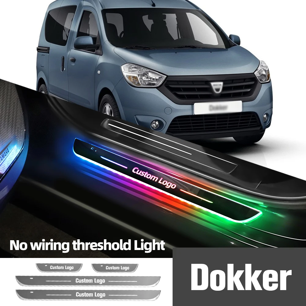 

For Dacia Dokker 2012-2020 2016 2017 2018 2019 Car Door Sill Light Customized Logo LED Welcome Threshold Pedal Lamp Accessories