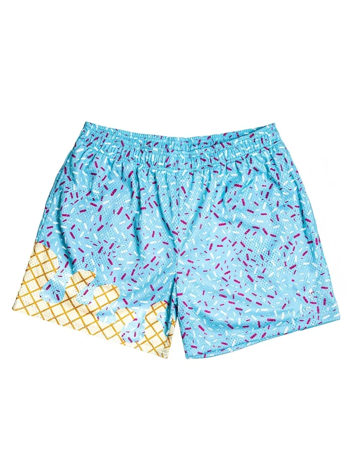 Men's Casual Summer Ice Cream Baseball Shorts