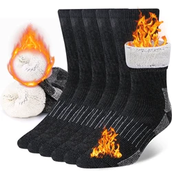 Merino Wool Unisex Thermal Crew Socks - Warm Winter Essentials for Outdoor Activities (3 Pairs) (3 Pairs B)