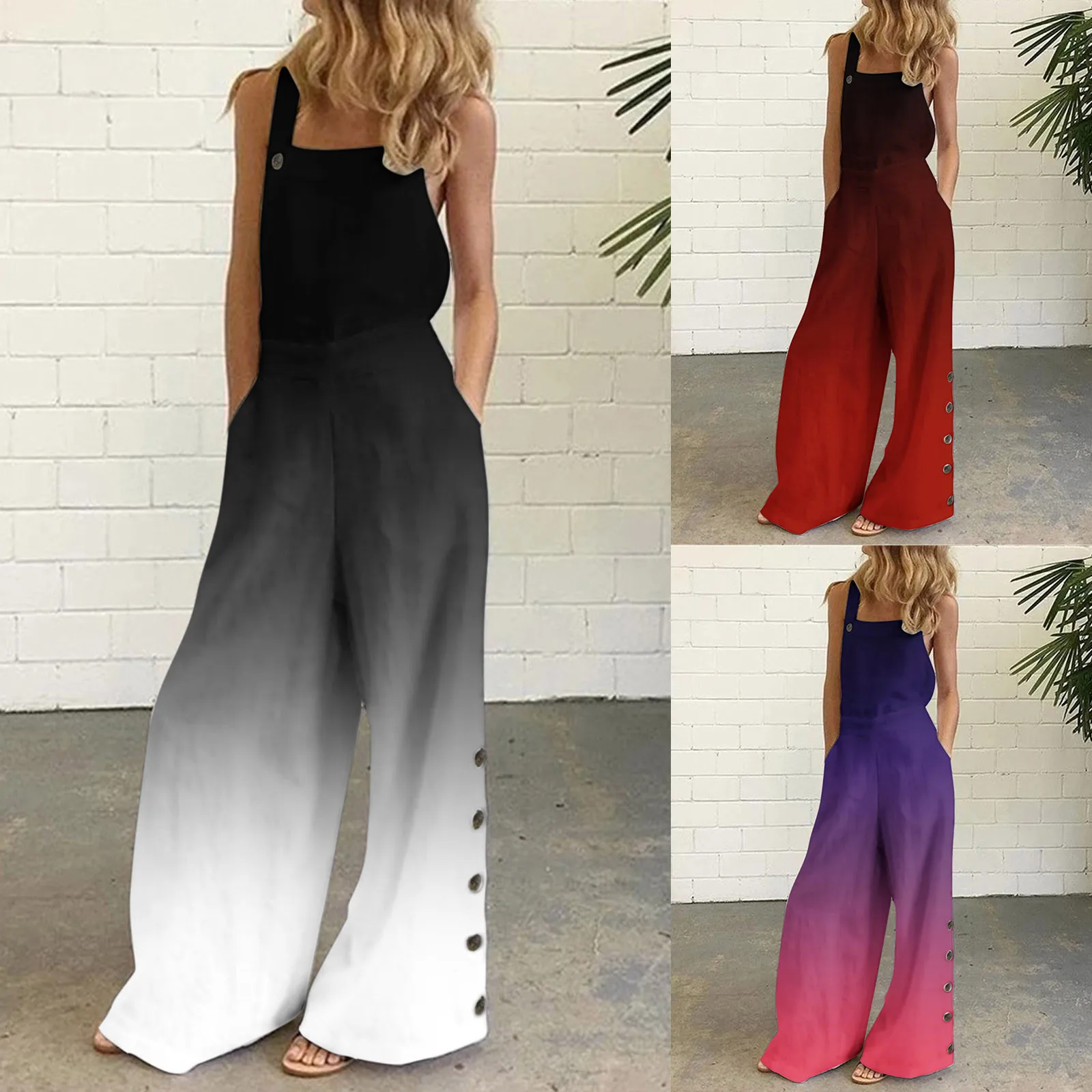 Women Casual Loose Jumpsuit Pockets Baggy Bib Overalls Loose Jumpsuits