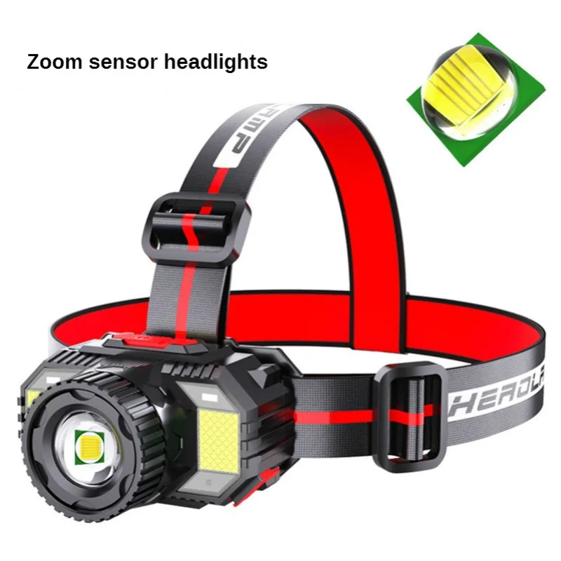 

Bright LED Flashlight USB Rechargeable Zoom Sensing Headlights Outdoor Waterproof Luminescent Head Wearing LED Headlights