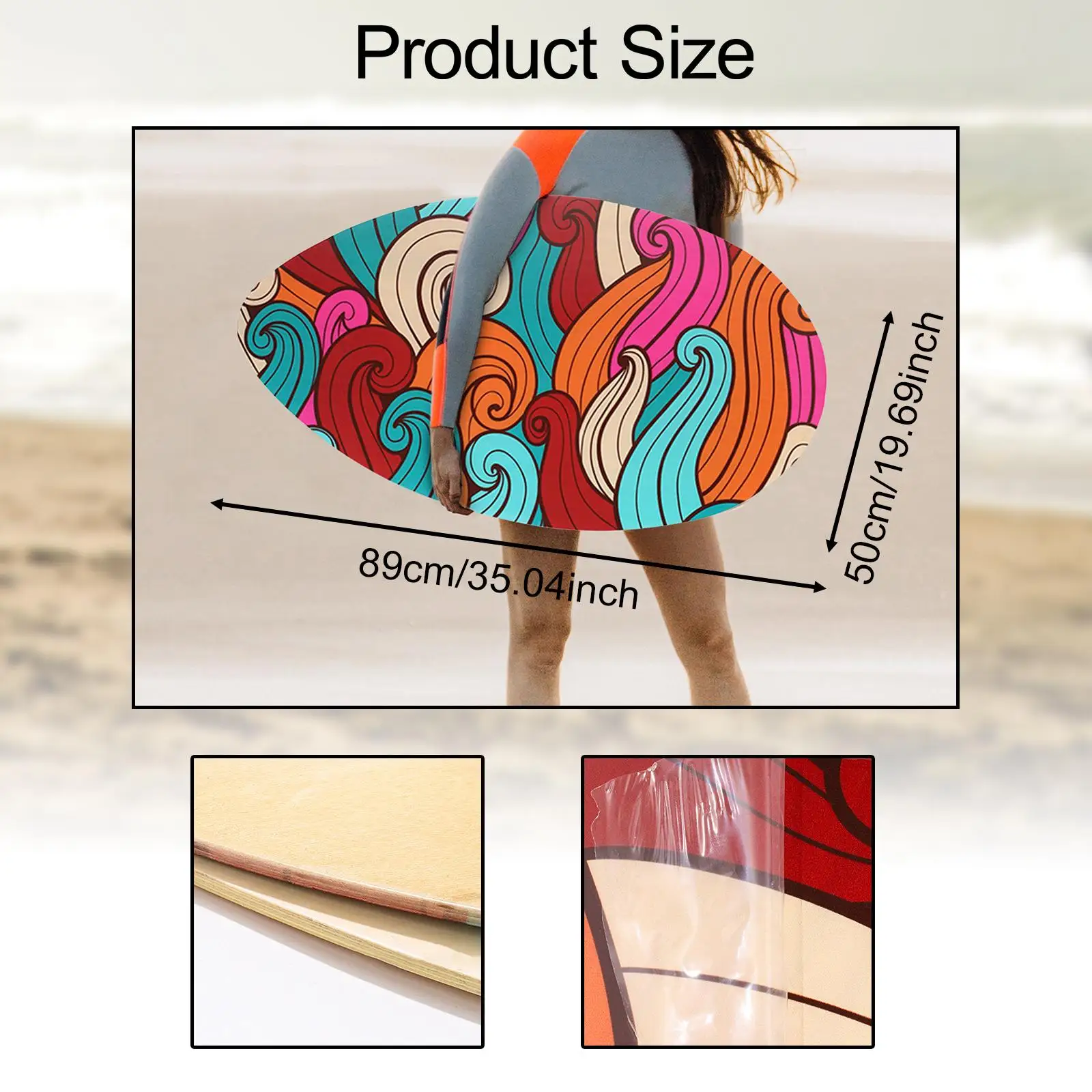Skimboard Stand up with High Gloss Coat Body Board for Teenagers Kids Adults