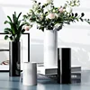 Minimalist style Glass Black/White Flower Arrangement Utensils Home Living Room Art Decoration Straight Tube Hydroponic Vase 1Pc 1