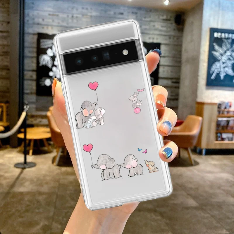 Charming Couple Style Cartoon Silicone Phone Case - Soft TPU Clear Cover