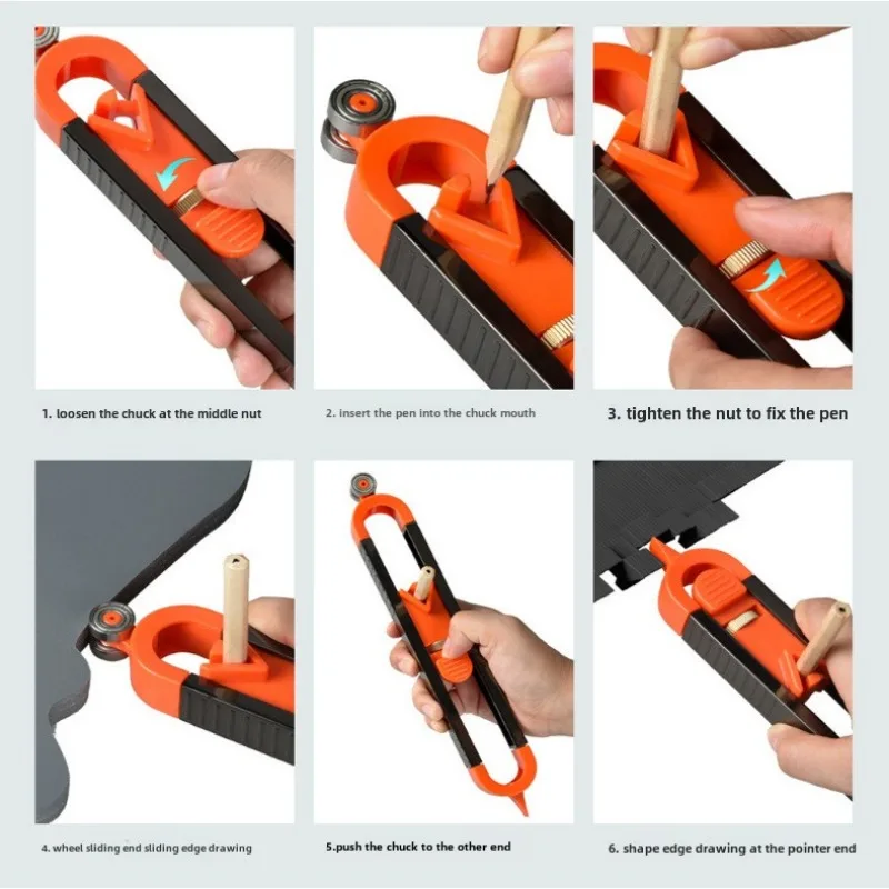 Woodworking Measuring Tool Job Tools Profilometer Marking Tool Irregular Shape Duplicator Suitable for Woodworking Measurement Carpet Tile Laying Trimmer
