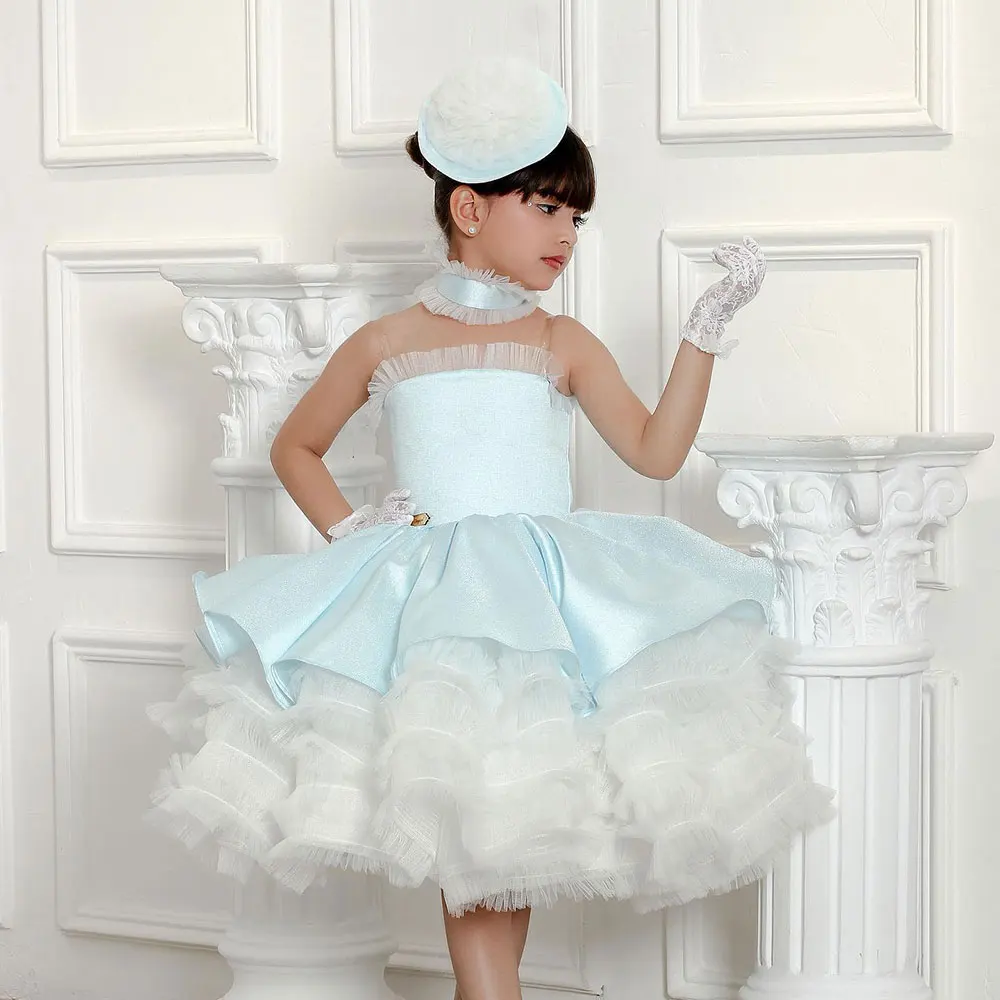 Flower Girl Dresses Suspender Flower Girl Dress Pageant Gown For Wedding Satin Knee Length Girl Kids Birthday Party Princess Communion Party Gown