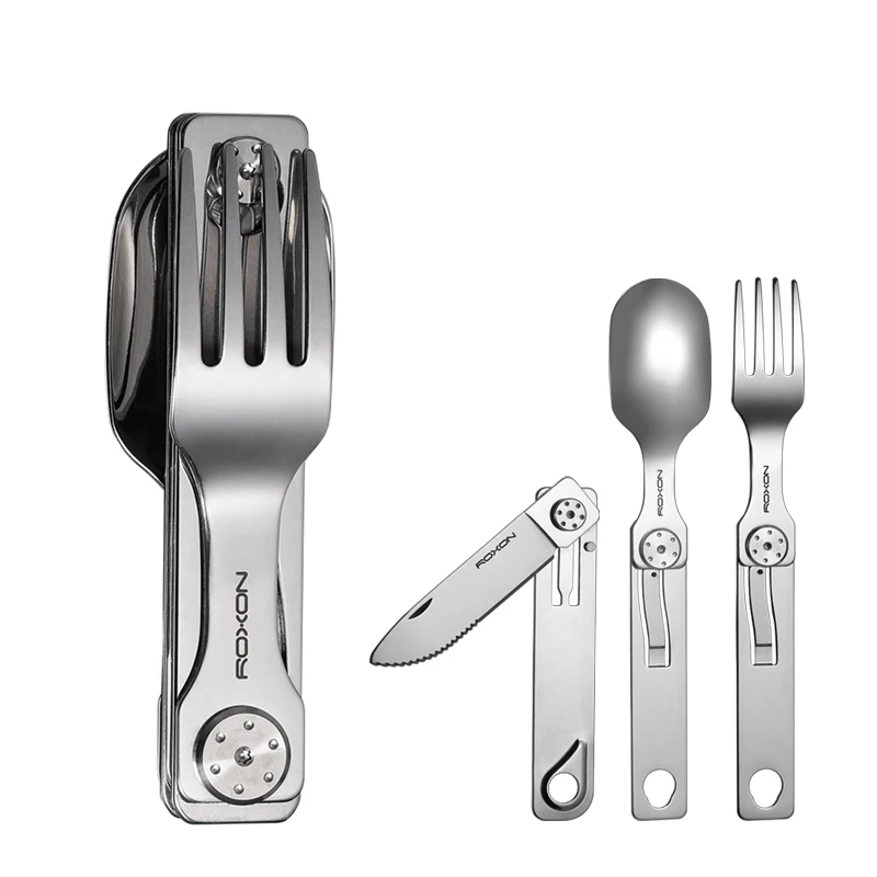 3 IN 1 Camping Cutlery Set Knife Fork Spoon Stainless Steel