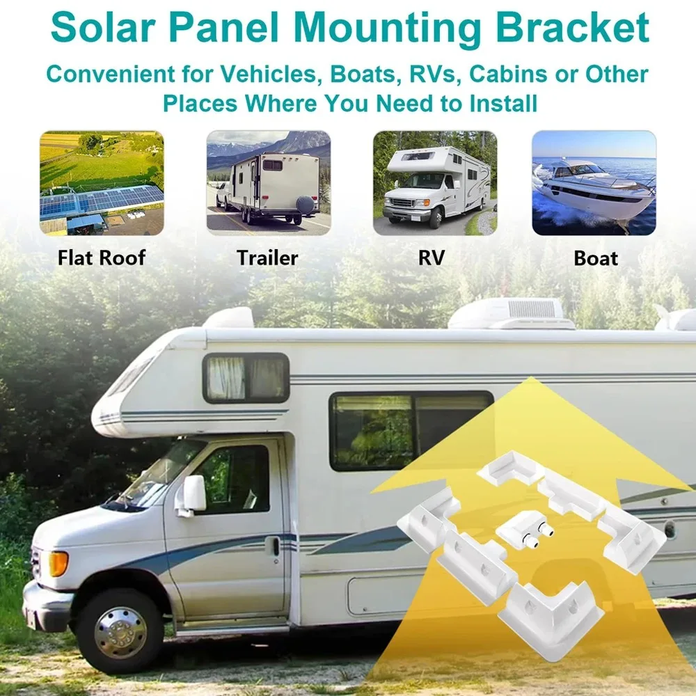 Solar panel mounting bracket kit RV roof photovoltaic panel ABS fixing bracket with waterproof wire box for Caravan Boat Yacht solar panel mounting set