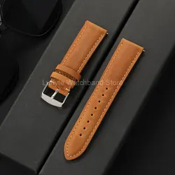 Vintage Brown Genuine Leather Quick Release Watch Strap - Unisex Replacement Band - 22mm (Light Brown)