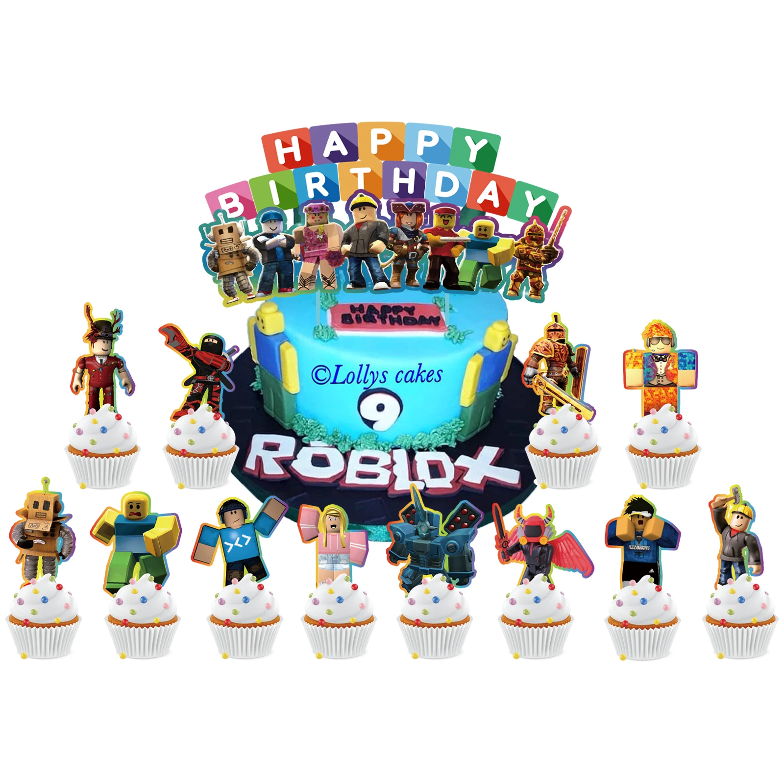Roblox Taart Toppers Set - Cupcake Decoraties voor Kinderfeestje