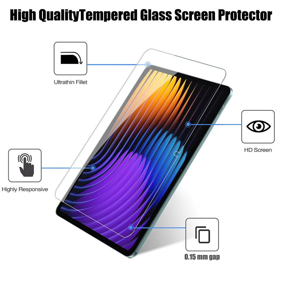 2pcs For Xiaomi Pad 7 Pro 11.2 6 6s Pro 12.4 Screen Protector Tempered Glass For Mi Pad 7 Pro 6 6s Protective Film Accessories 2