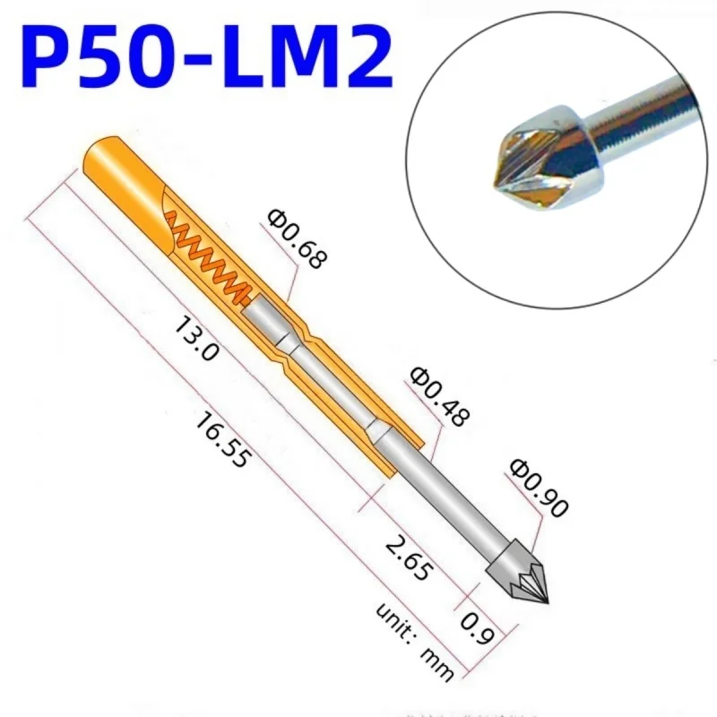 P50 Serie Vernickelte Messing-Federprüfspitze Teststift Pogo-Pin Elektrische Prüfnadel ICT FCT PCB-Testwerkzeug P50-B P50-B1 – Detail 15