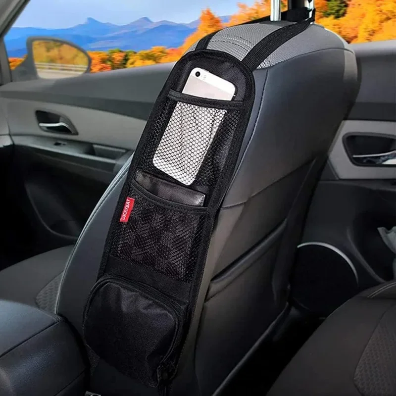 Car Seat Side Organizer Auto Seat Storage Hanging Bag Phones Drink Stuff Holder with Mesh Pocket for Cars, SUV & Truck New Car Seat Side Organizer Auto Seat Storage Hanging Bag Phones Drink Stuff Holder with Mesh Pocket for Cars, SUV & Truck New