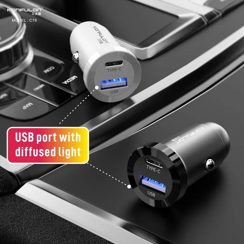 

Portable Car Charger Dual Port Portable Charging PD Car Adapter Suitable for iPhone Xiaomi Huawei Samsung