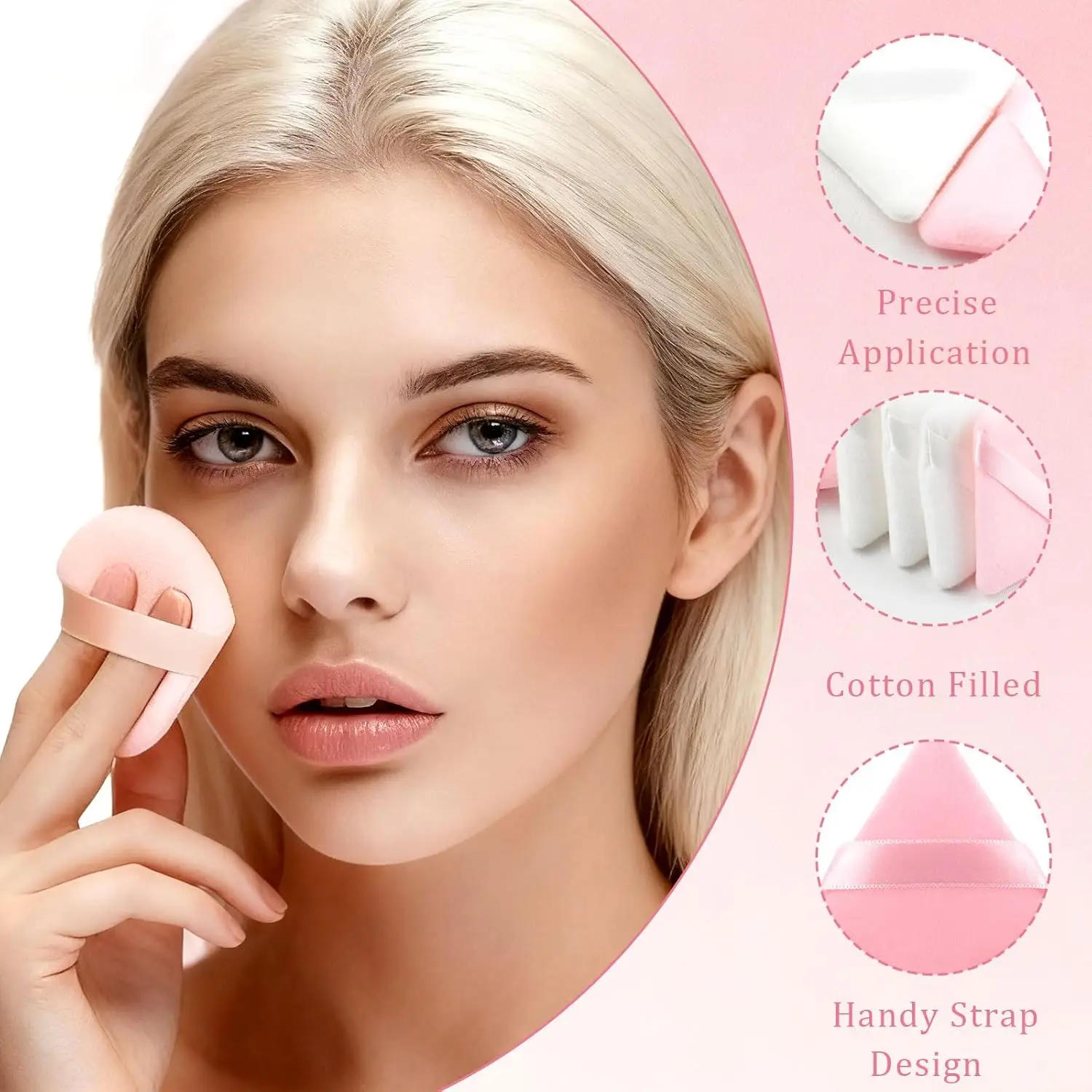 16-Piece Triangle Powder Puff Set – Soft Velour Makeup Puffs for Foundation, Powder & Blending – Reusable Beauty Sponges