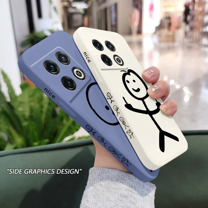 Chic Cartoon Line Art Liquid Silicone Phone Case