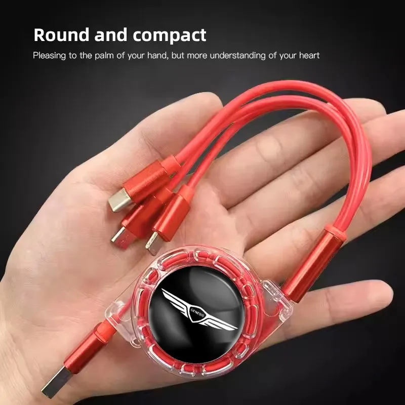 자동차 3 in 1 USB 케이블 타입 C 마이크로 USB 고속 충전 케이블 제네시스 G80 GV70 GV80 액세서리용