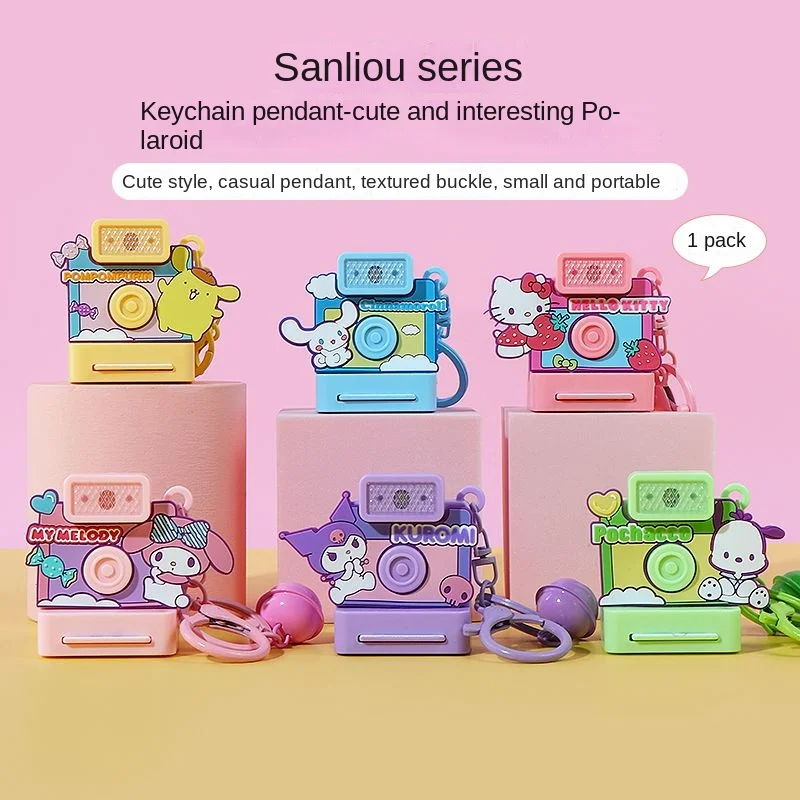 MINISO 산리오 헬로 키티 열쇠고리 펜던트, 쿠로미 마이 멜로디, 귀여운 폴라로이드, 고가 가방 펜던트 열쇠고리, 생일 선물