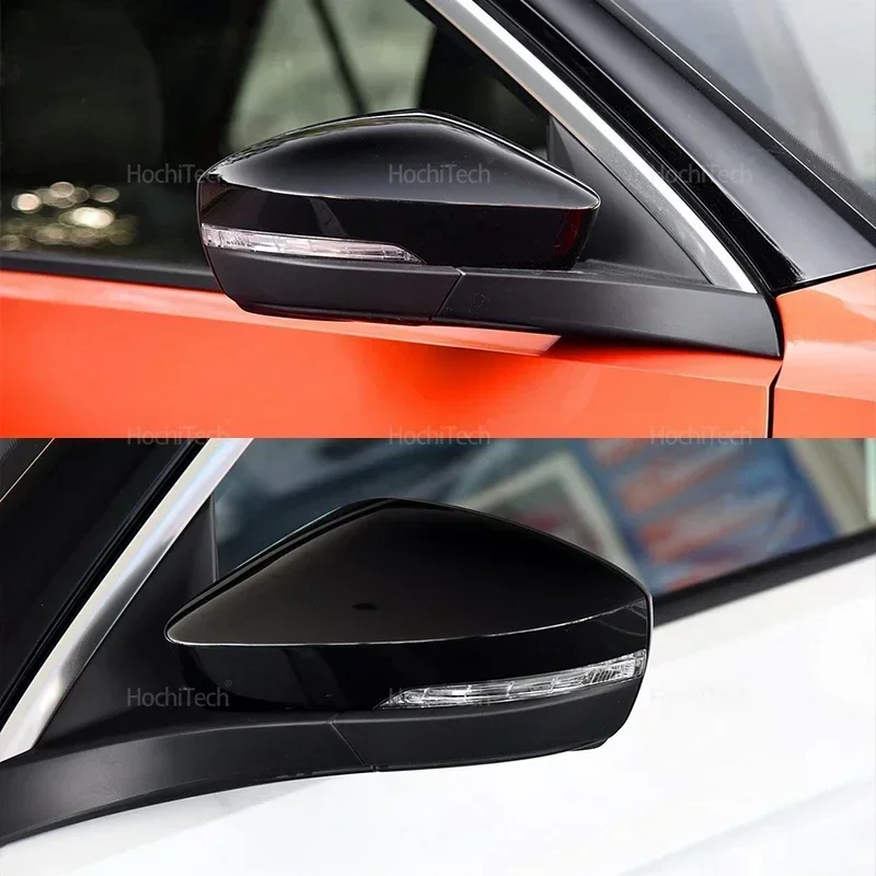 폭스 바겐 폭스 바겐 T-Roc T-크로스 2018-2021 Skoda Octavia Mk3 2013-2018 새로운 스타일 탄소 섬유 미러 커버 용 블랙 사이드 미러 캡