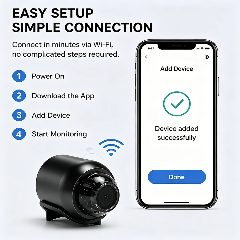 1080P HD WiFi Security Camera Wireless Mini Surveillance Camera Night Vision Remote View Indoor Outdoor 6