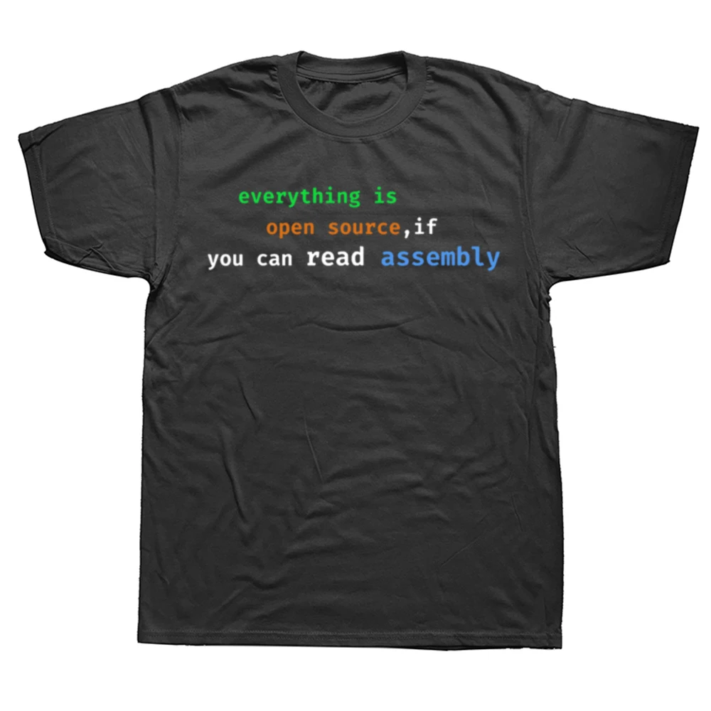 Lustiges T-Shirt mit der Aufschrift „Everything Is Open Source If You Can Read Assembly“ für Herren, modisches, lässiges T-Shirt aus 100 % Baumwolle, lockeres, übergroßes T-Shirt